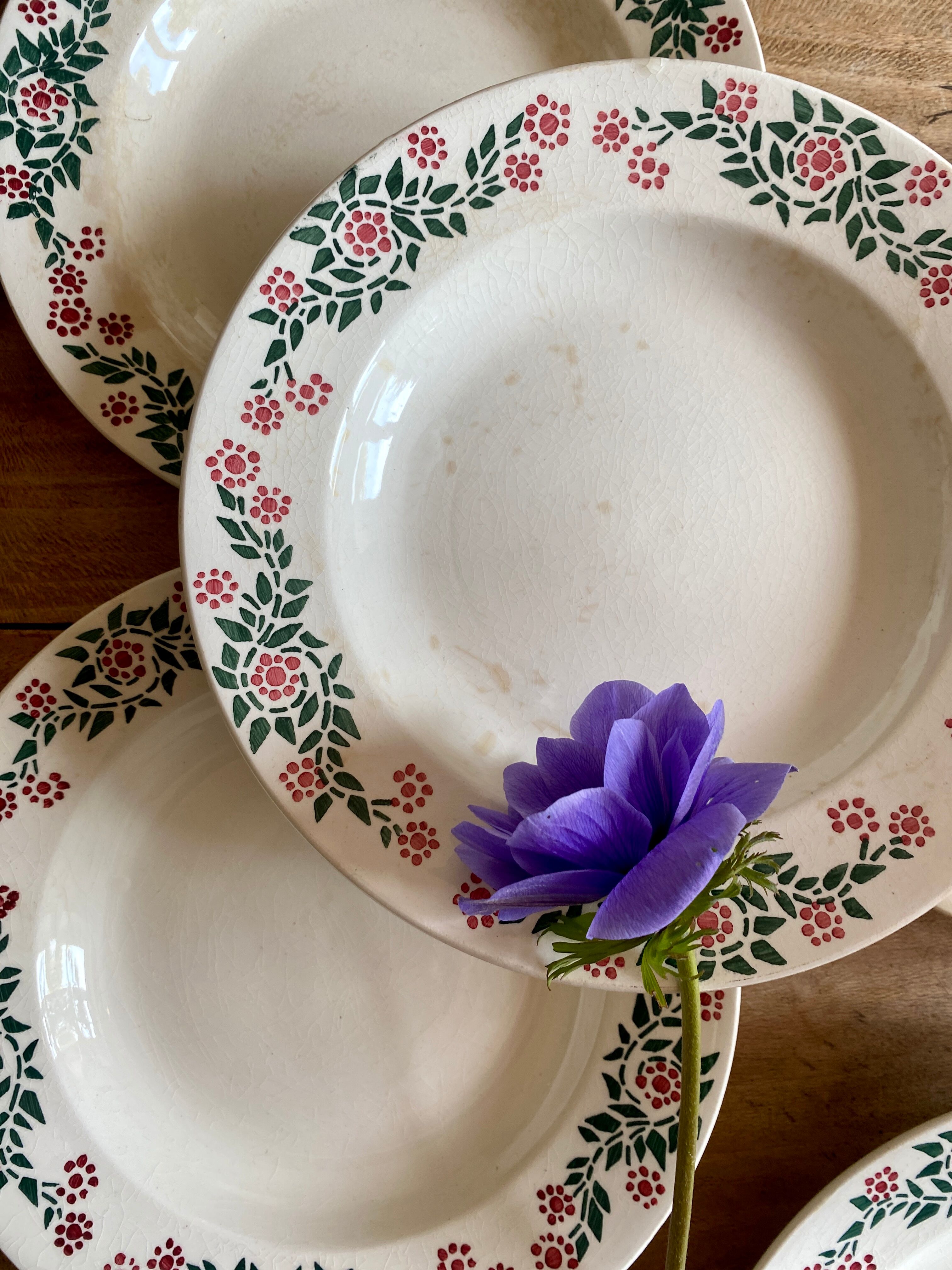 Set of 6 vintage hollow plates model Cécile de HBCM (LOT 2)