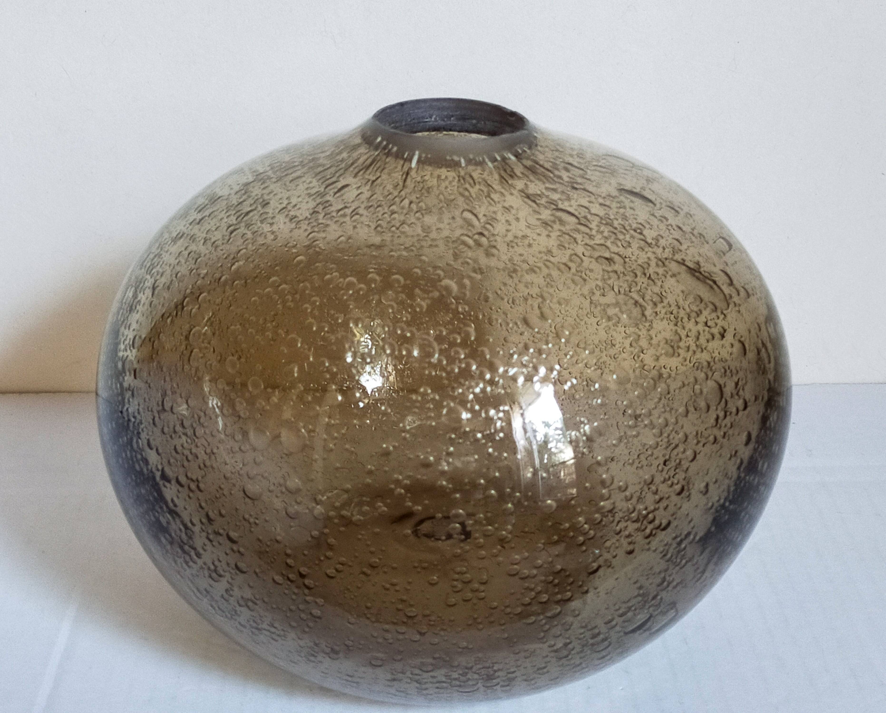 Vintage bubble-blown glass ball vase from riom france