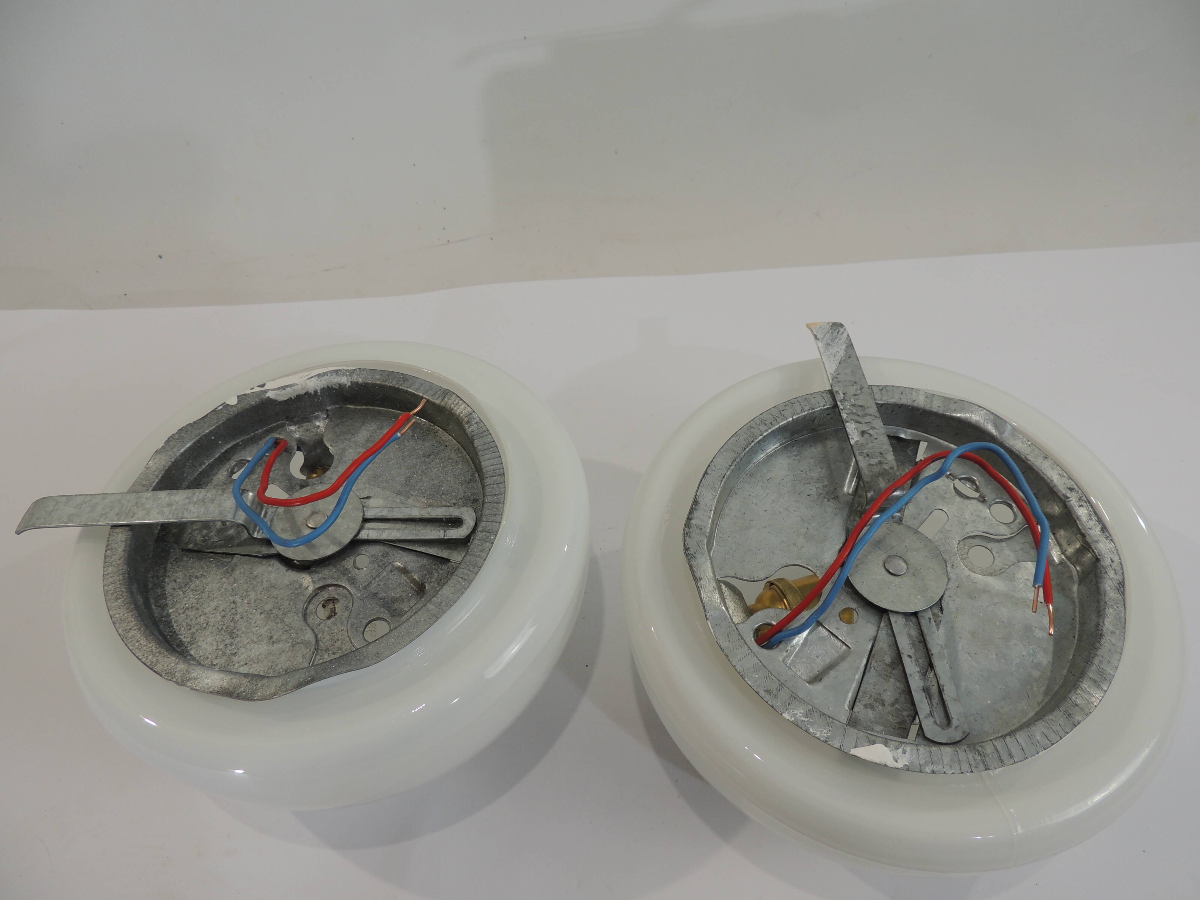 Vintage opaline ceiling lamp pair