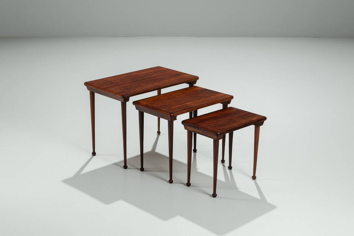 Set of 3 Danish nesting tables in rosewood Denmark 1960