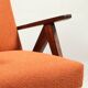 Fauteuil vintage orange bouclé scandinave design 1970
