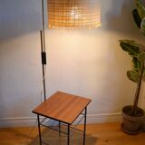Vintage modernist reading floor lamp with table Poland 1960