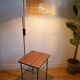 Vintage modernist reading floor lamp with table Poland 1960