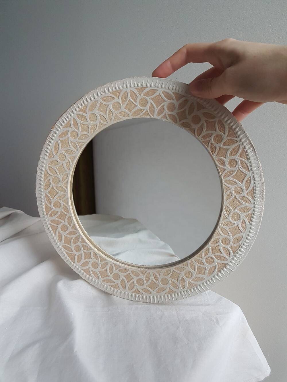 Large sgraffito mirror