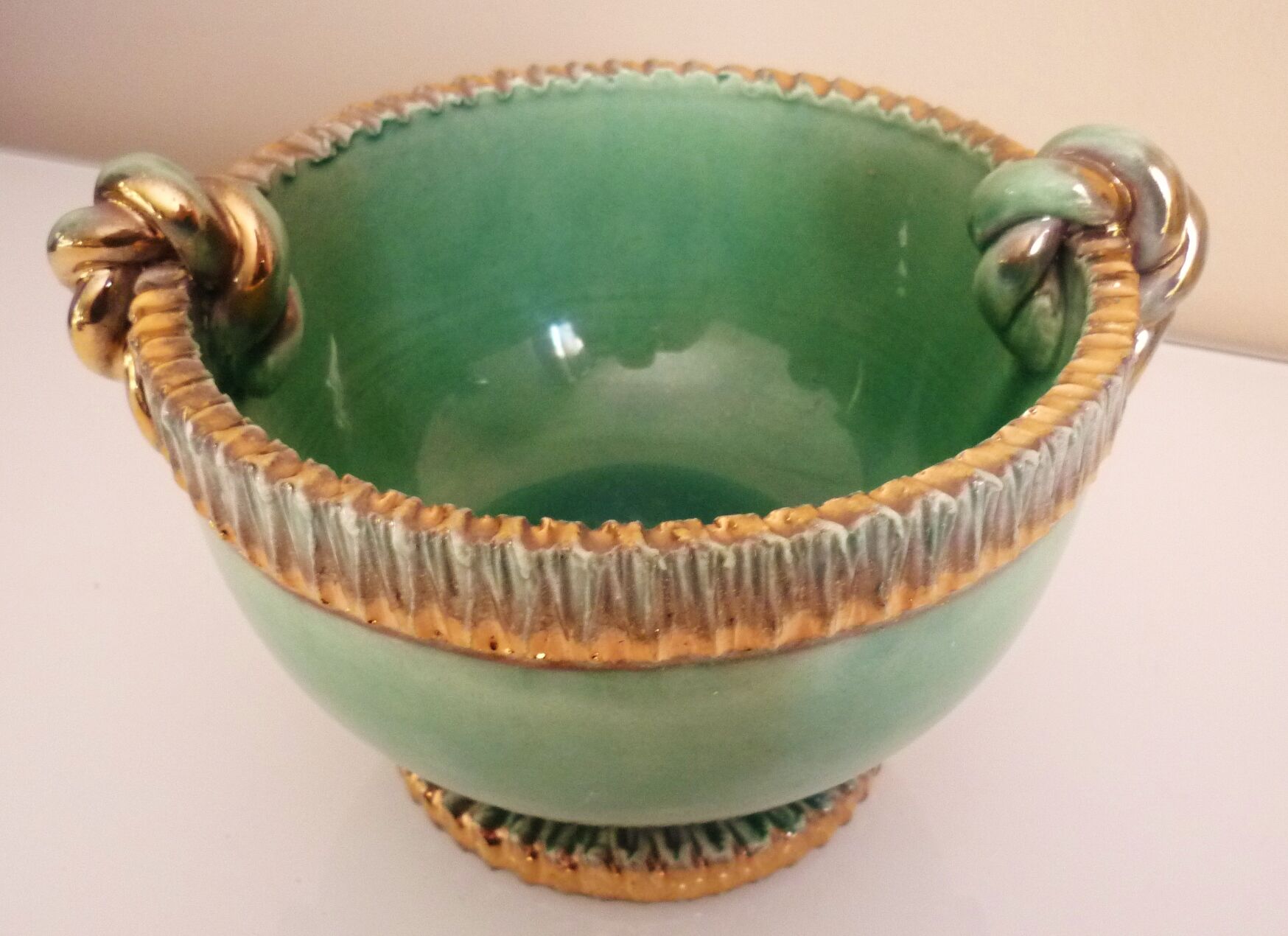 Cup, empty glazed ceramic pocket, signed Louis Dage, 50s