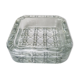 Cendrier vide en verre vintage motif cannage