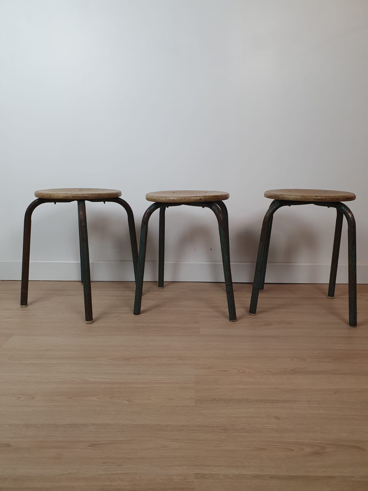 Lot three workshop stools 50s