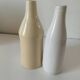 Duo de vases en céramique émaillée, décor pictural, signés MU