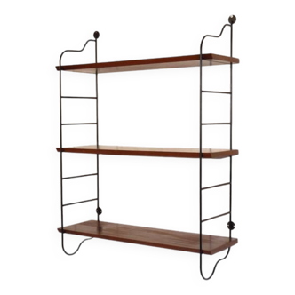 Etagere vintage en teck et metal 1960