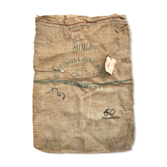 Sac en toile de jute café de Colombie des années 60