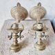 Antique bronze boat candlesticks