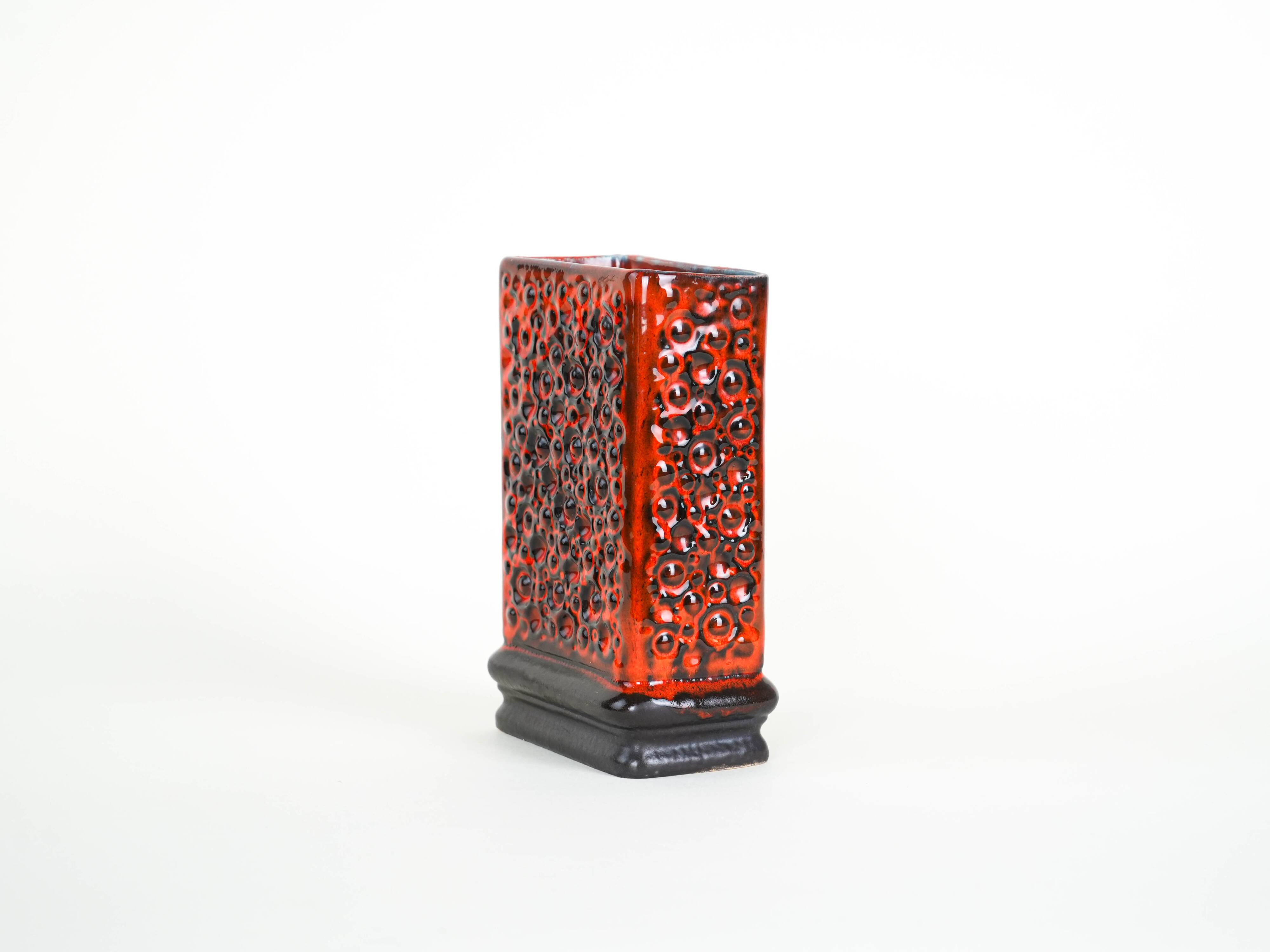 Red vase, Fat Lava, German design, 1960s, made in West Germany