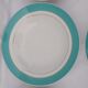 6 assiettes creuses en porcelaine opaque de Badonviller avec marli vert  diam 23 cm