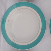 6 hollow plates in opaque porcelain from Badonviller with green marli diam 23 cm