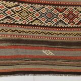 5x8 Faded Vintage Kilim Rug, Antique Home Decor, 154x244Cm