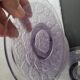 Moulded glass dessert plates – floral pattern – 1930s–1950s