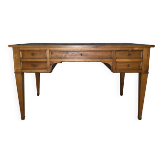 Antique Louis XVI / Directory desk – gilded leather – 5 drawers – keys