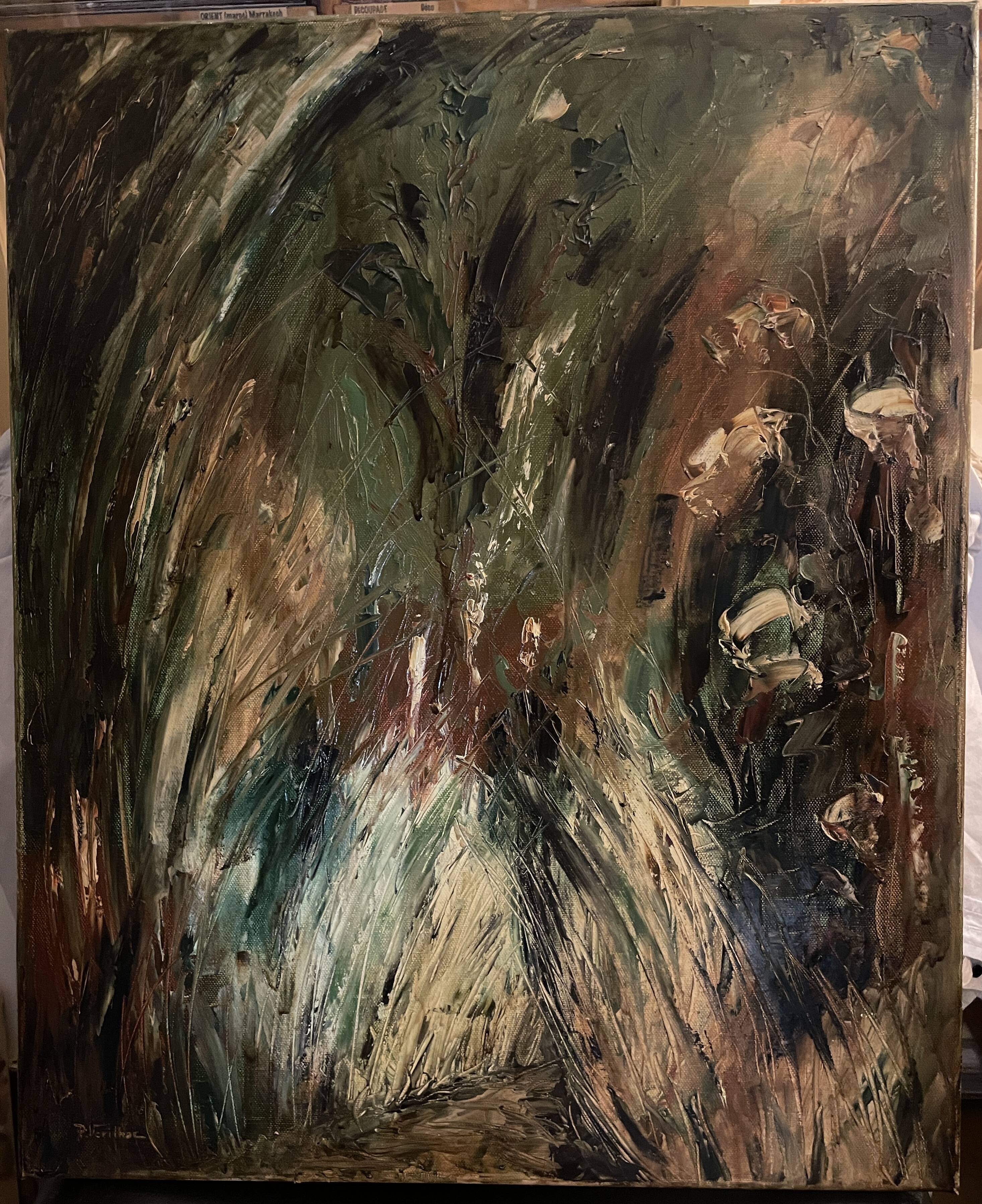 Huile sur toile paysage forêt