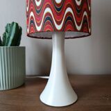 Vintage table lamp with psychedelic printed shade