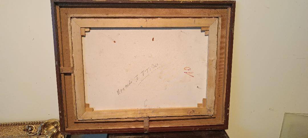 Oil painting on canvas "fish market" 70s canvas 70x50 cm signed