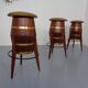 Mid-Century Teak & Copper Barstools, 1960s, Set of 3