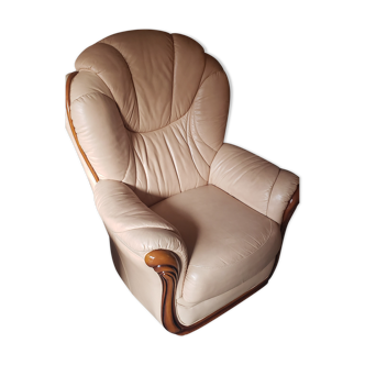 Fauteuil cuir beige italien