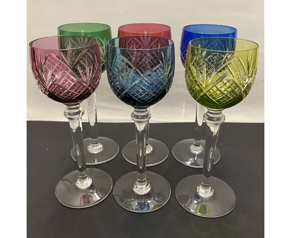 Set of 6 wine glasses from the Rhine Saint Louis in color | Selency