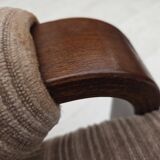 1970s, pair of Danish armchairs, brown furniture corduroy, beech wood.