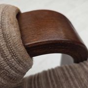 1970s, pair of Danish armchairs, brown furniture corduroy, beech wood.