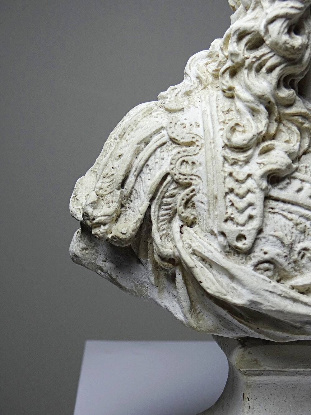 Antique white plaster bust of Louis XIV after Gole & Le Brun