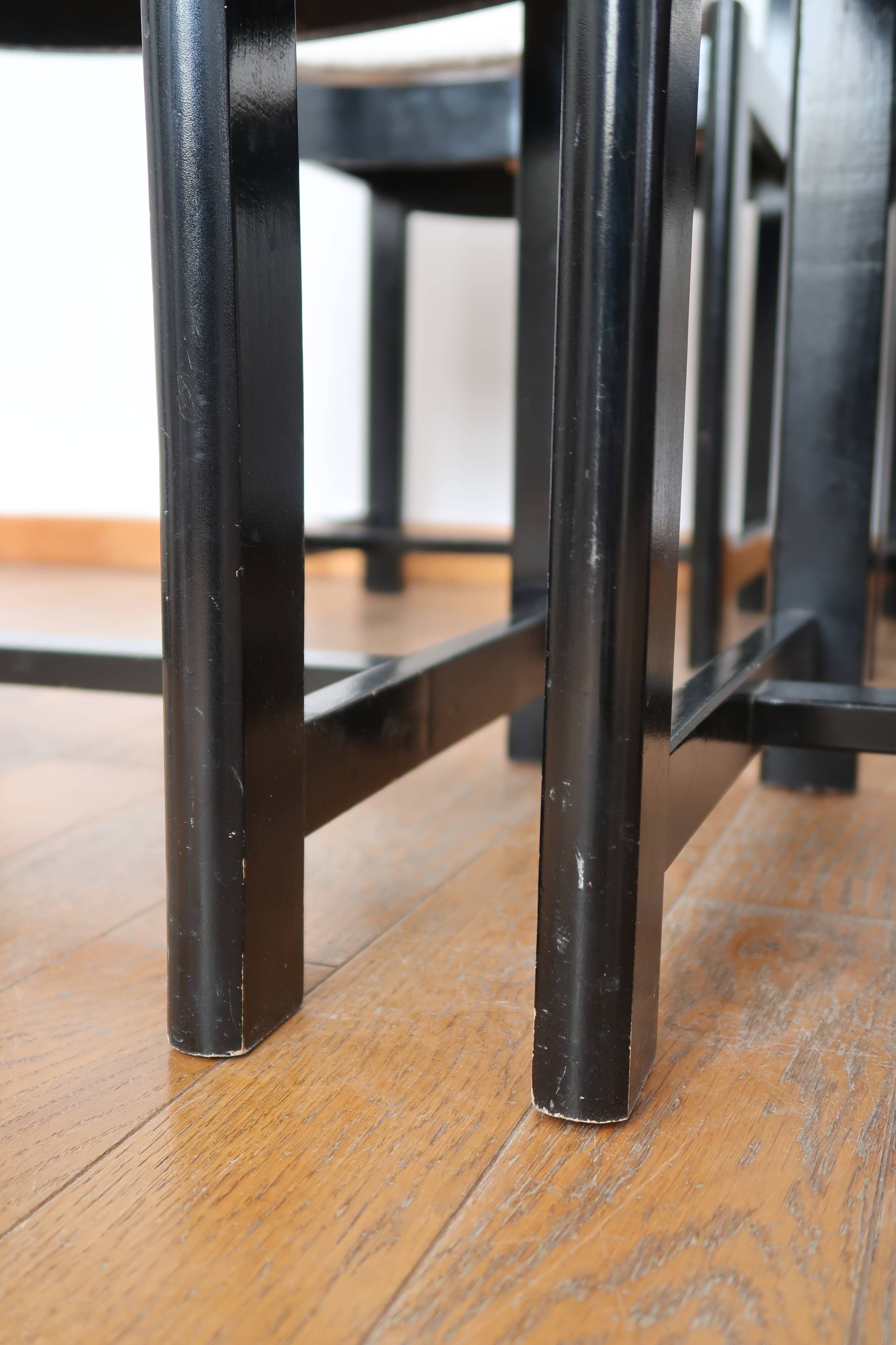 6 black lacquered and terry chairs