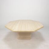 Italian Octagon Coffee Table in Travertine, 1980s