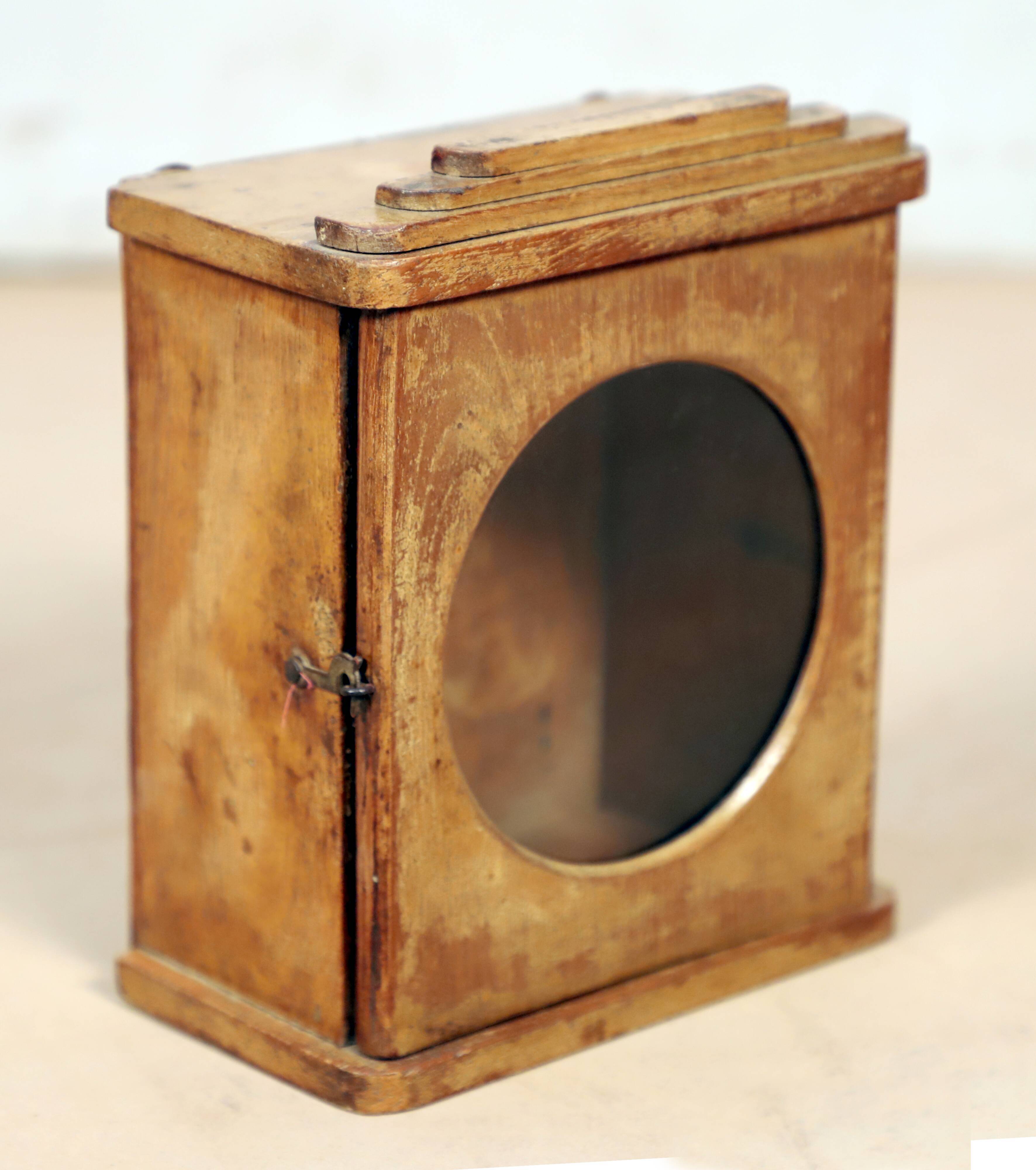 Wall display case - old burmese teak clock box