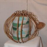 Suspension lustre rotin vintage 1950
