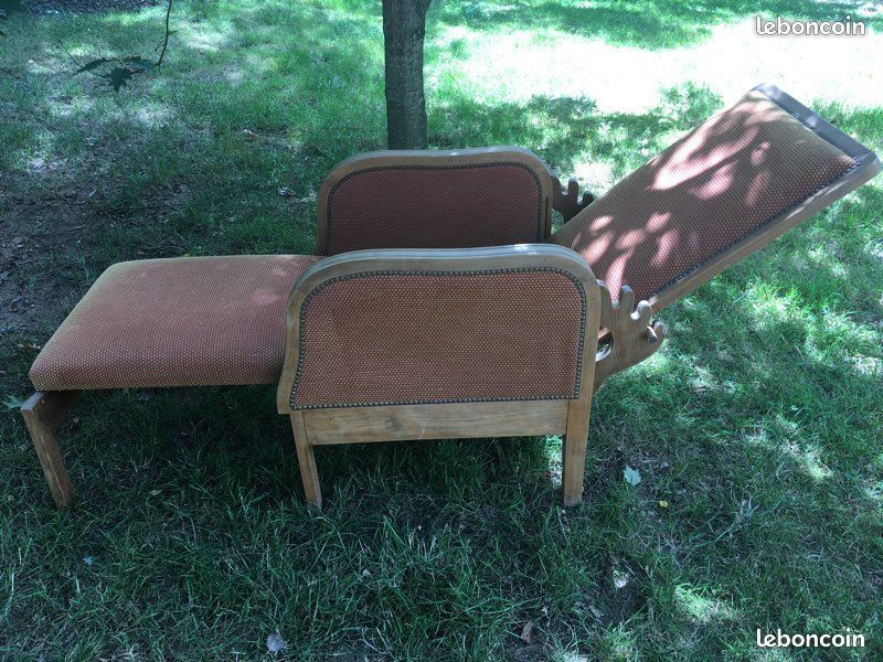 Art Deco reclining armchair, 1930s, rests folding feet