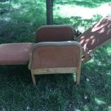 Art Deco reclining armchair, 1930s, rests folding feet