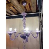 Italian Handmade  Glass Chandelier in Light Violet