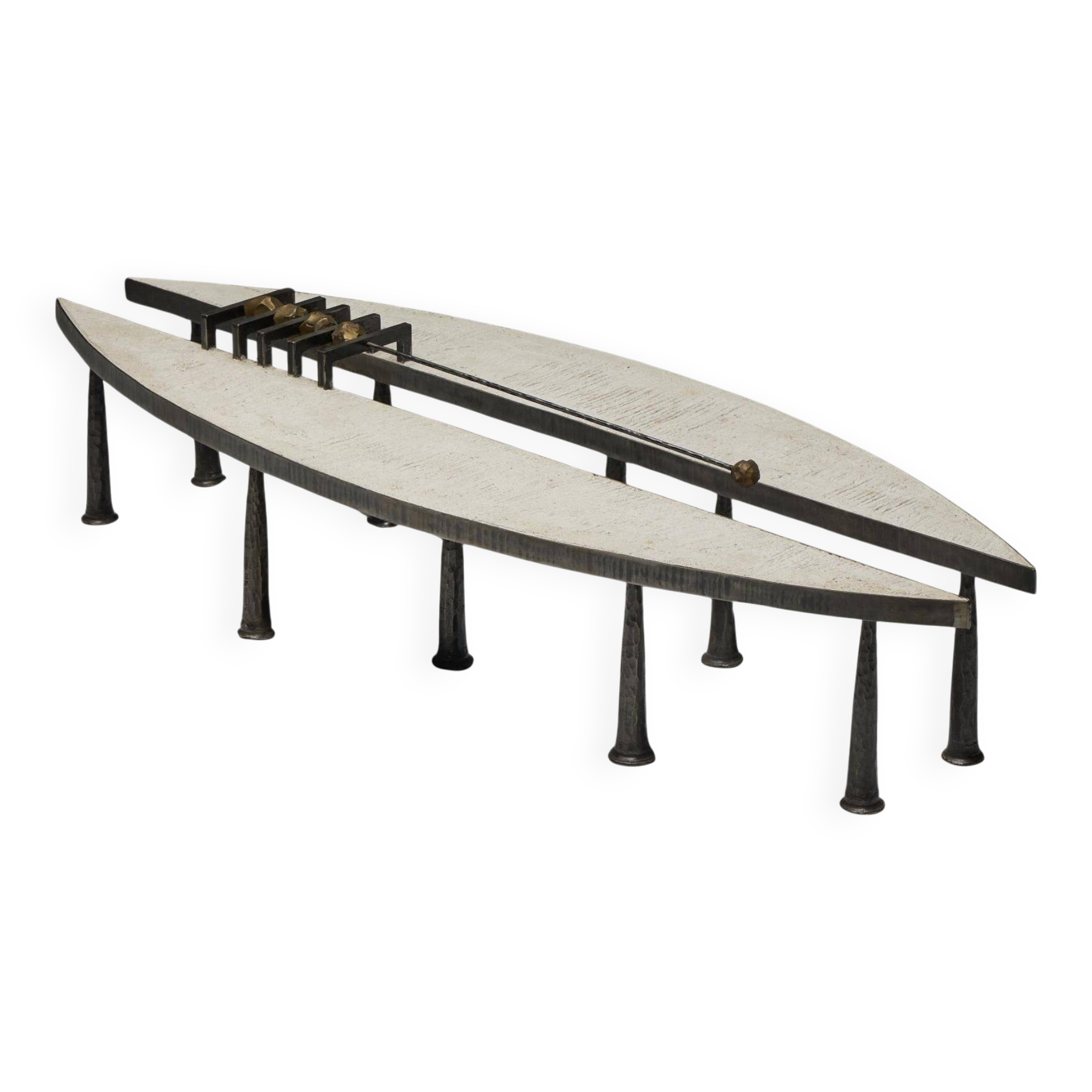 Thomas Serruys steel and stone brutalist coffee table, Belgium, 2019