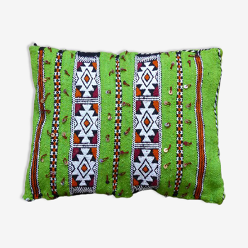 Moroccan green kilim cushion