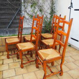 6 mulched chairs, sheep's bone, solid wood