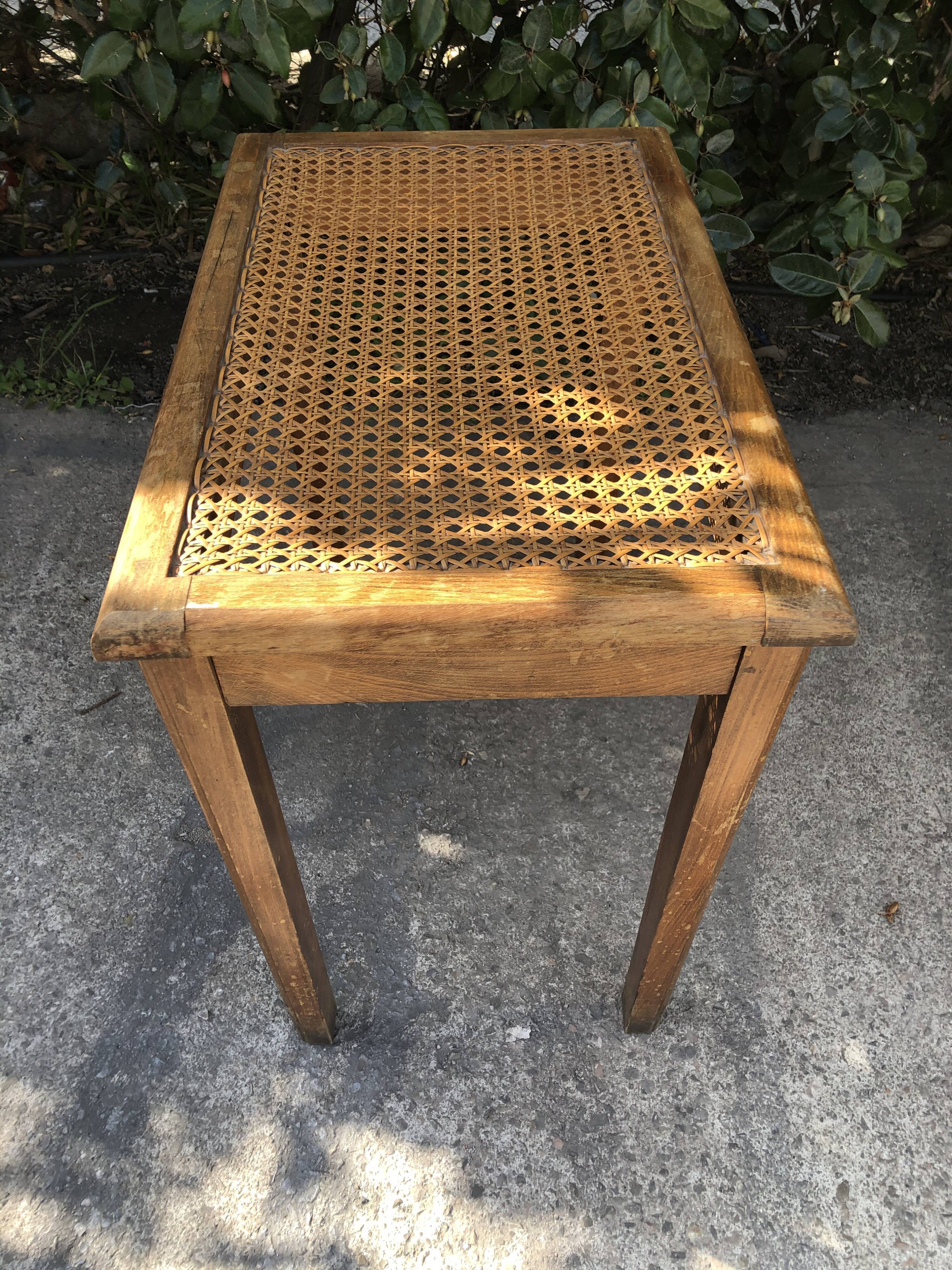 Wooden piano bench and vintage canning