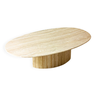 Oval travertine coffee table, Italy 1970s