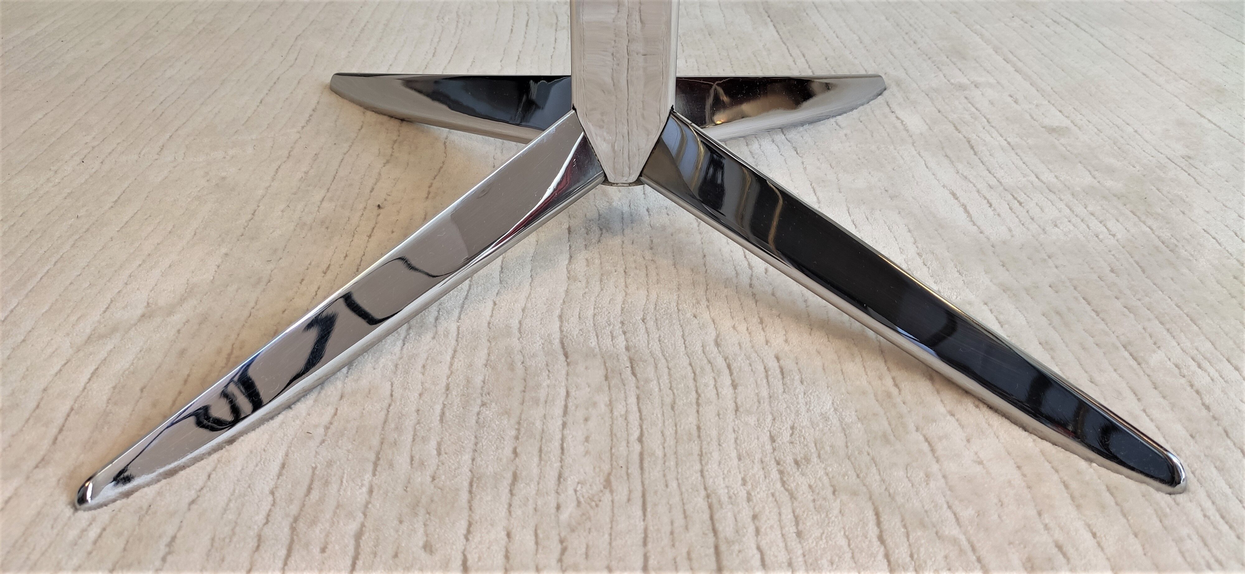 Coffee table Roche Bobois 70's carrara marble and chrome star foot