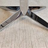 Coffee table Roche Bobois 70's carrara marble and chrome star foot