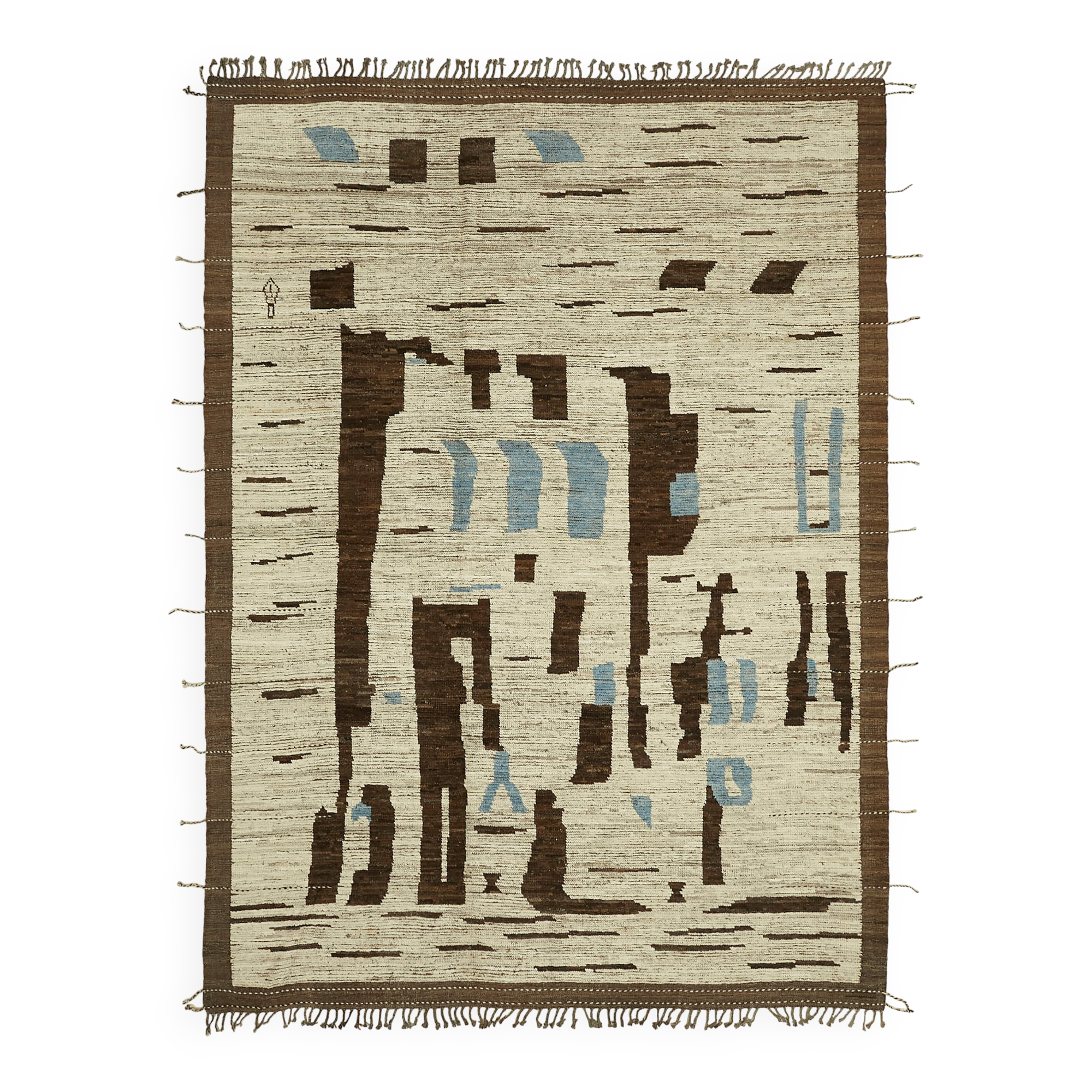 Handwoven Tribal One of a Kind 274 cm x 378 cm Beige Wool Carpet