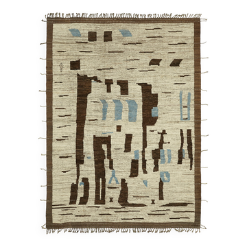 Handwoven Tribal One of a Kind 274 cm x 378 cm Beige Wool Carpet