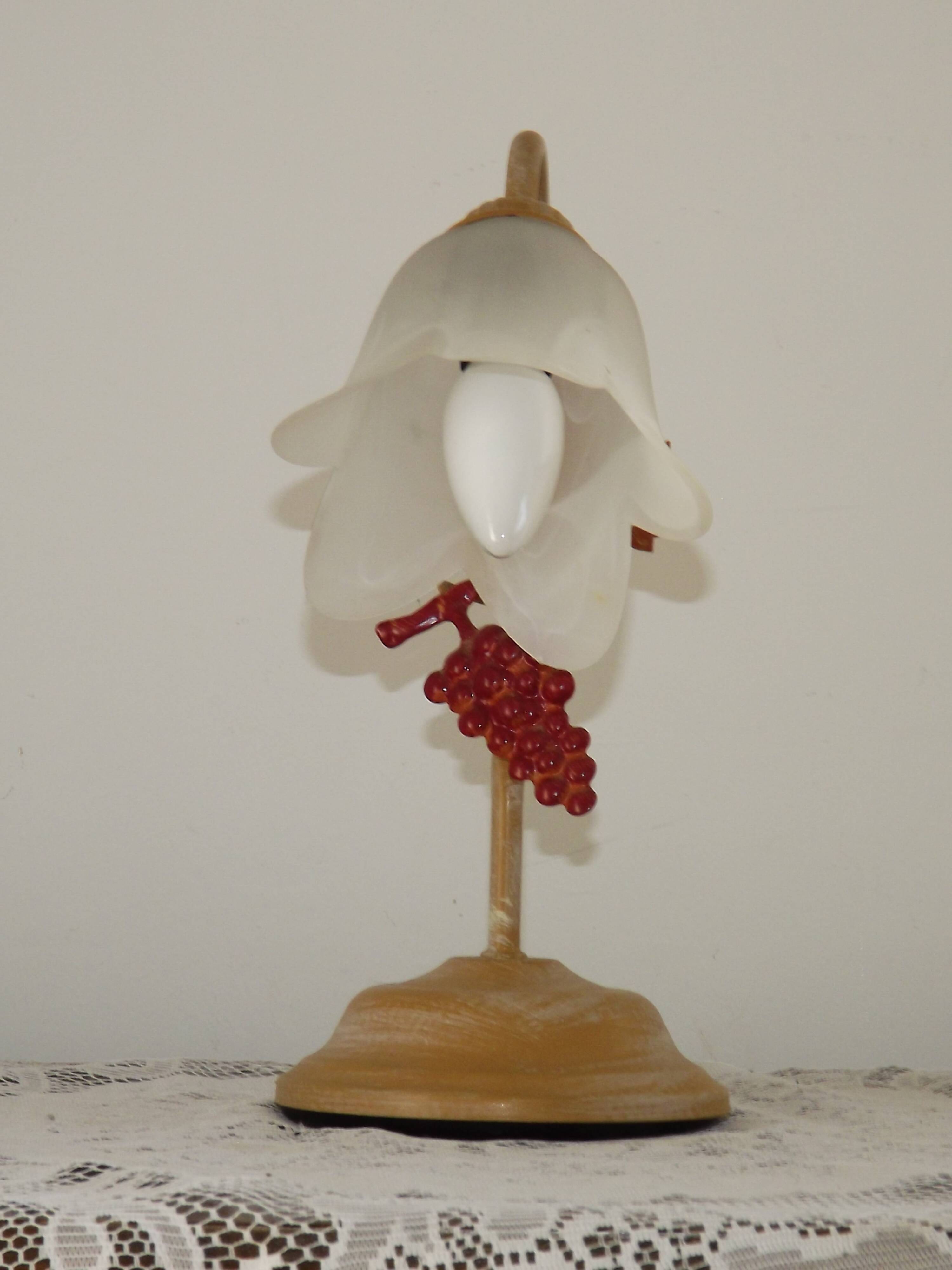 Vintage French Goose Neck Lamp - Grape Detail - Opaque Glass Shade