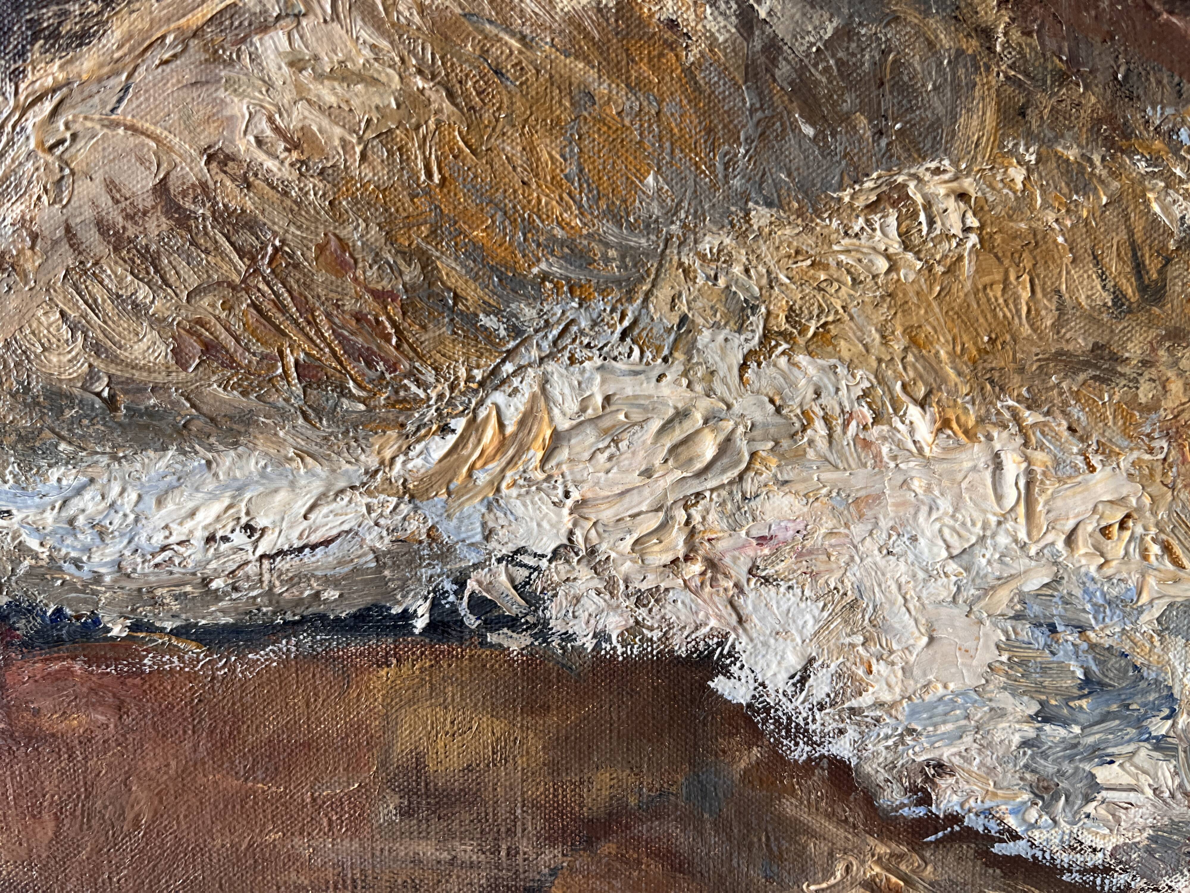 Oil painting on canvas of a still life with a hare circa 1950