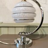Half-moon chrome art deco lamp