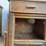 Pair of rattan bedside tables